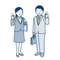 ガッツポーズをする新入社員