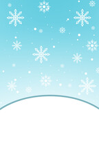 Christmas card with flying white snowflakes and copy space. Snowflakes soaring on a light gradient background, blurred lights and flying snow.