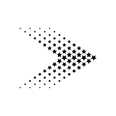 Black arrow with halftone effect isolated on a white background