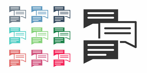 Black Speech bubble chat icon isolated on white background. Message icon. Communication or comment chat symbol. Set icons colorful. Vector