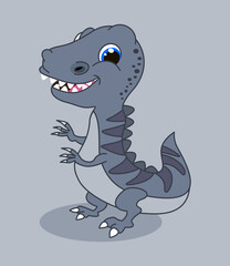 Young blue tyrannosaurus dinosaur with pointed teeth and blue spots 