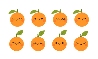Cute Orange cartoons isolated on white background vector illustration.