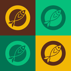 Pop art Dried fish icon isolated on color background. Vector