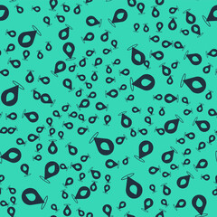 Black Water drop with location icon isolated seamless pattern on green background. Vector