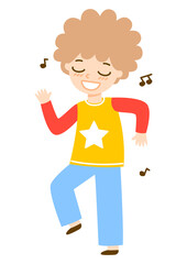 Cute cartoon dancing boy isolated on white background 5