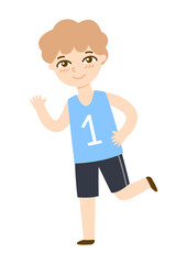 Cute cartoon school boy running isolated on white background 2