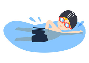 Cute cartoon swimming boy - 471410699