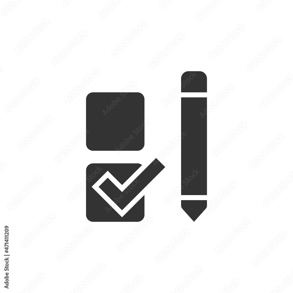 Poster checklist document icon in flat style. survey vector illustration on white isolated background. chec