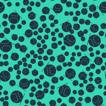 Black Baseball ball icon isolated seamless pattern on green background. Vector