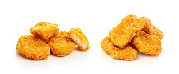 Fried chicken nuggets isolated on white background