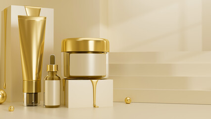 Luxury premium skincare gift sets. Golden package.