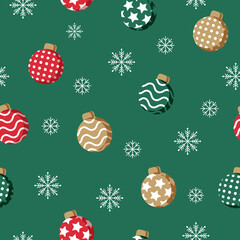 Seamless Christmas pattern with Christmas decoration and snowflakes, paper wrap gif Christmas.