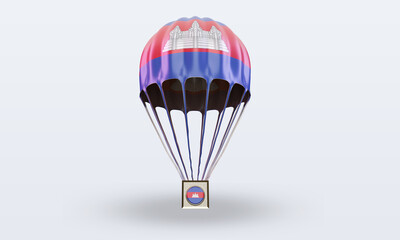 3d parachute Cambodia flag rendering front view