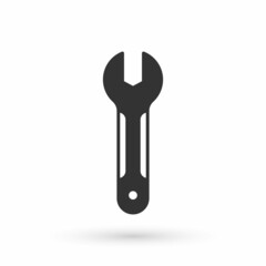 Grey Wrench spanner icon isolated on white background. Spanner repair tool. Service tool symbol. Vector