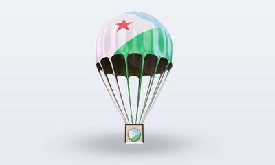 3d parachute Djibouti flag rendering front view