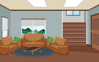 Living room interior design with furnitures