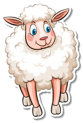 White sheep farm animal cartoon sticker