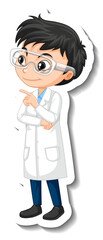 Fototapeta premium Scientist boy cartoon character sticker
