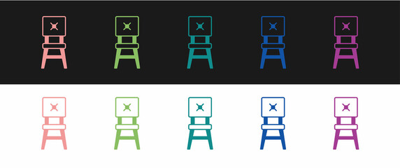 Set Chair icon isolated on black and white background. Vector