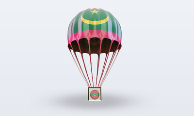 3d parachute Mauritania flag rendering front view