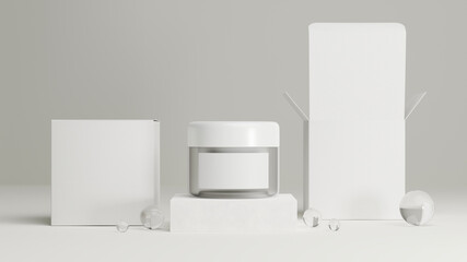Skincare face cream cosmetic white jar mockup on white background.