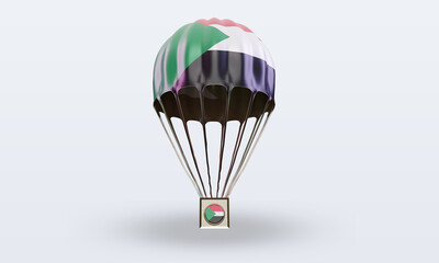 3d parachute Sudan flag rendering front view