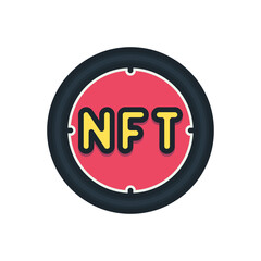NFT, Non fungible tokens filled outline icons. Vector illustration. Editable stroke. Isolated icon suitable for web, infographics, interface and apps.