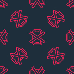 Red line No cell phone icon isolated seamless pattern on black background. No talking and calling sign. Cell prohibition. Vector