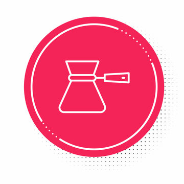 recommend clip art: White line Coffee turk icon isolated on white background. Coffee cezve. Red circle button. Vector