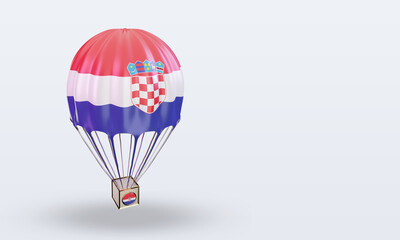 3d parachute Croatia flag rendering left view