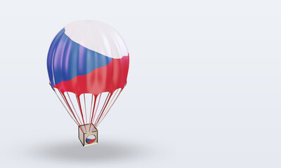 3d parachute Czech Republic flag rendering left view