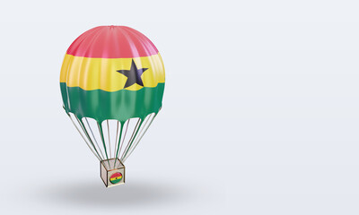 3d parachute Ghana flag rendering left view