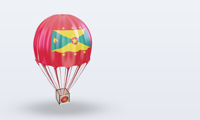 3d parachute Grenada flag rendering left view
