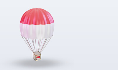 3d parachute Indonesia flag rendering left view