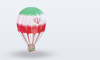 3d parachute Iran flag rendering left view