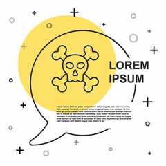 Black line Skull on crossbones icon isolated on white background. Happy Halloween party. Random dynamic shapes. Vector