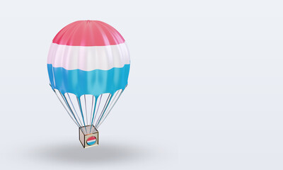 Naklejka premium 3d parachute Luxembourg flag rendering left view