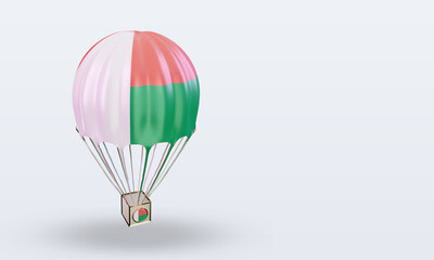 3d parachute Madagascar flag rendering left view