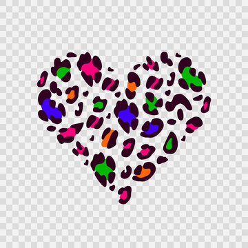 Leopard heart on a transparent background. Hand-drawn illustration. Perfect for printing on clothes. Vector