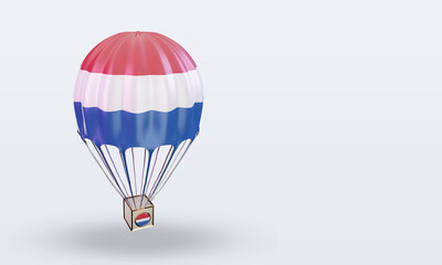 3d parachute Netherlands flag rendering left view
