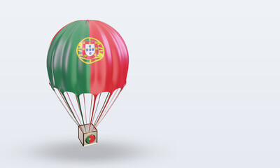 3d parachute Portugal flag rendering left view