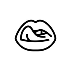 Female licking sexy lips, mouth with tongue