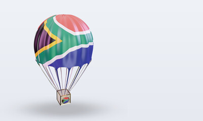 3d parachute South Africa flag rendering left view