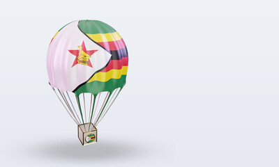 3d parachute Zimbabwe flag rendering left view