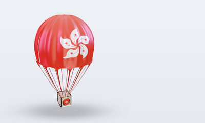 3d parachute Hongkong flag rendering left view