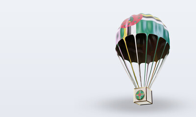 3d parachute Dominica flag rendering right view