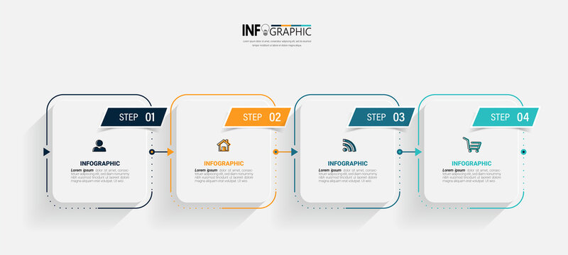 Four Steps Business Infographics Template Vector.	