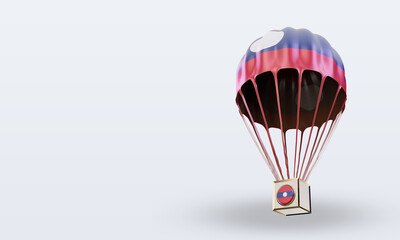 3d parachute Laos flag rendering right view