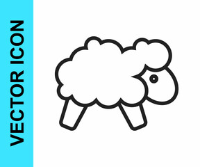 Black line Sheep icon isolated on white background. Counting sheep to fall asleep. Vector