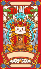 Hand drawn cartoon Chinese Mid Autumn New Year rabbit Zodiac illustration design

